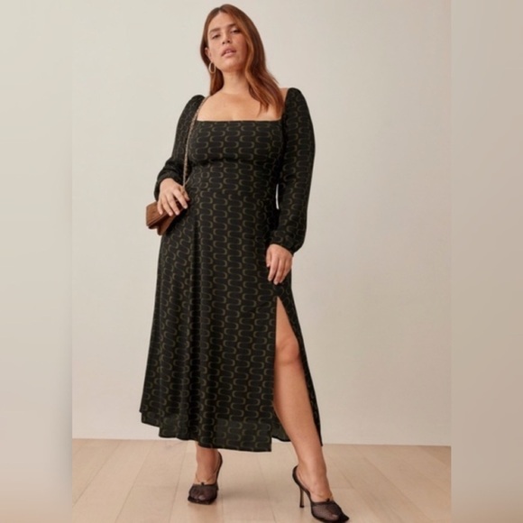 NWT Reformation Sigmund Linguini square neck maxi with slit dress - Picture 1 of 9